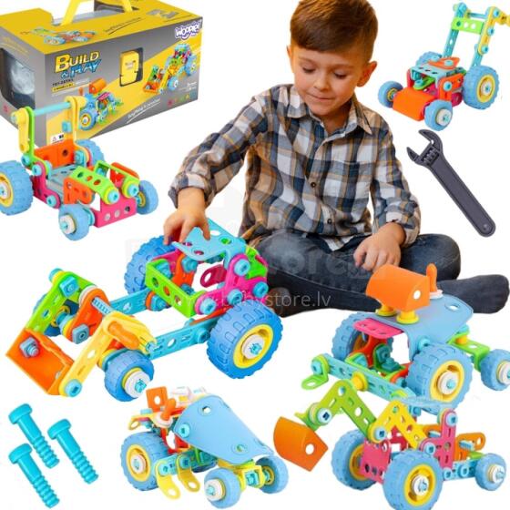 WOOPIE transporto priemonių rinkinys, konstruktoriai, kaladėlės, 6in1, STEM
