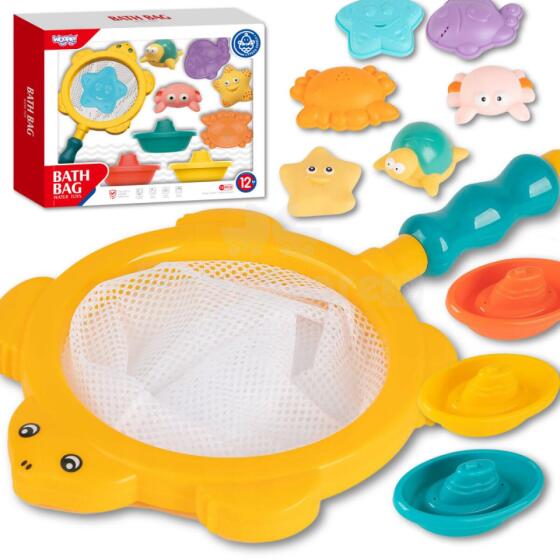 WOOPIE BABY Jūros gyvūnų vonios rinkinys + valtys + žvejybos tinklas