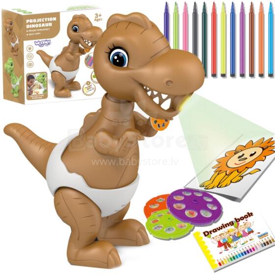 WOOPIE dinozaurų piešimo projektorius + žymekliai