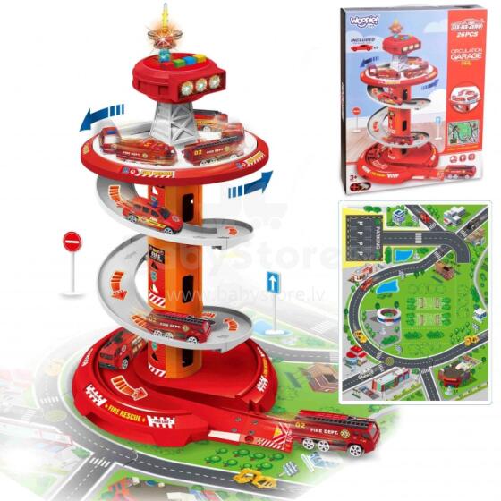 WOOPIE spiralinių takelių garažas automobiliams, 3 vnt.