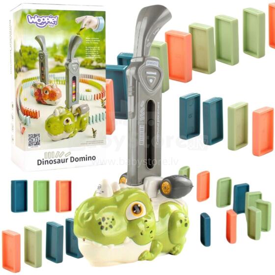 WOOPIE elektrinis traukinio lokomotyvas Domino kaladėlėms, žalias, dinozauras
