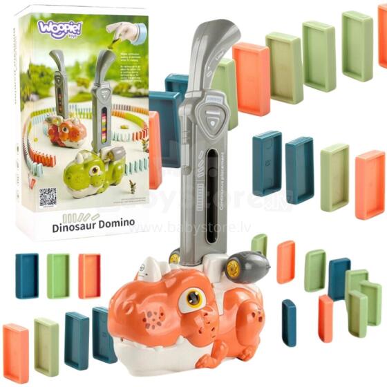 WOOPIE elektrinis traukinio lokomotyvas Domino kaladėlėms, dinozauras, oranžinis - 8 vnt.