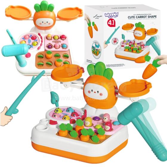 WOOPIE žaidimas MONTESSORI 4in1 Žvejybos svarstyklės „Pataikyk kurmį ir morkas“