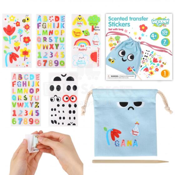 WOOPIE ART&amp;FUN stebuklingų maišelių kūrybinis rinkinys + lipdukai dekoravimui, daugiau nei 109 vnt. (10 VIENETŲ RINKINYS)