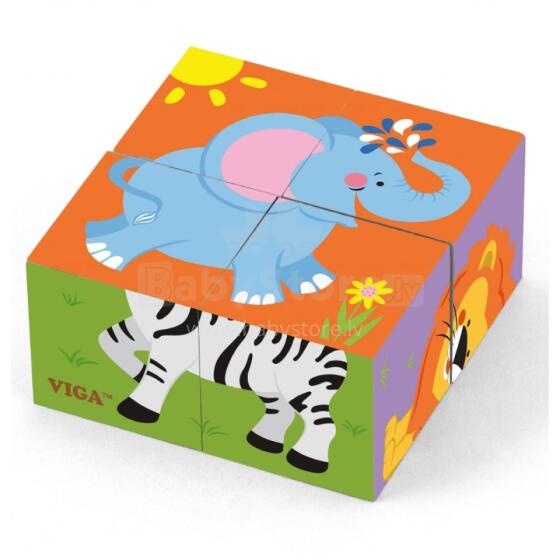 Viga medinė dėlionė zoologijos sodui, 4 dalys