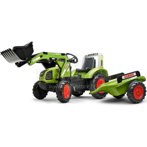 FALK Pedalinis traktorius su kaušu ir priekaba, žalias, CLAAS, nuo 3 metų