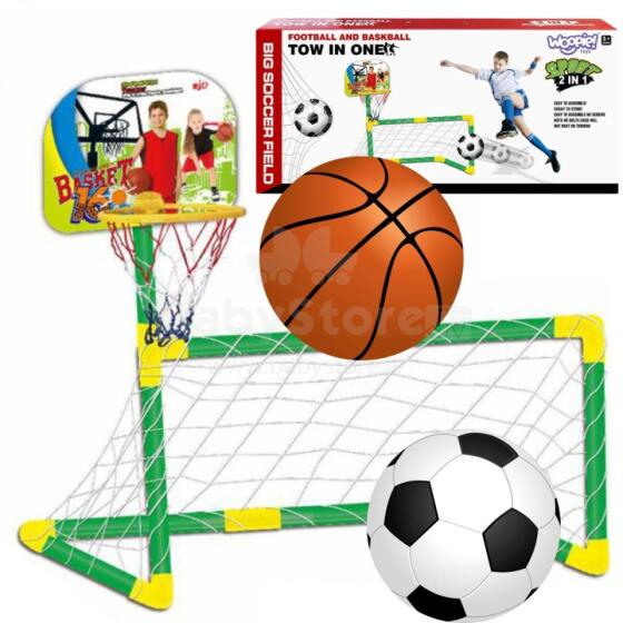 WOOPIE 2in1 krepšinio rinkinys, futbolo vartai + kamuoliai