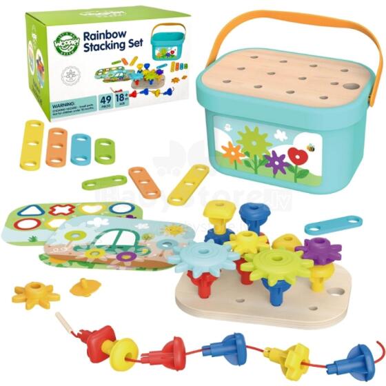 WOOPIE GREEN Construction BOX variklis Montessori 12in1 FSC