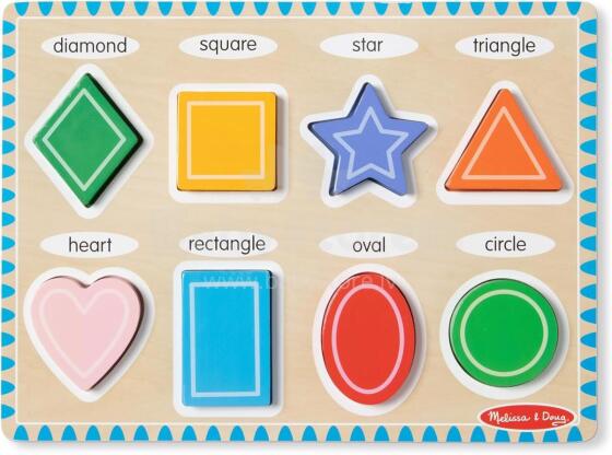 Melissa & Doug Shapes Wooden Art.249866 Montessori medinė dėlionės lenta