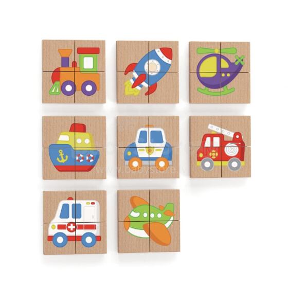 Viga medinė magnetinė dėlionė – transporto priemonės, FSC sertifikatas