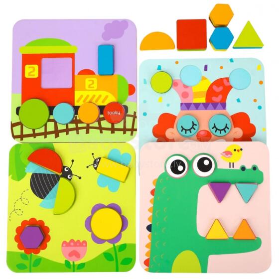 TOOKY TOY dėlionė 4 viename dėlionės Mntessori blokeliai