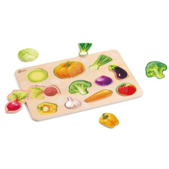 CLASSIC WORLD Medinė Montessori dėlionė Daržovės