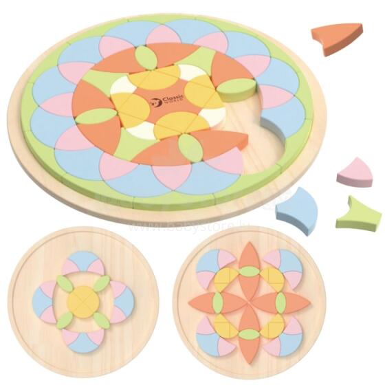 KLASIKINIS PASAULIS Pastelinės Mandala Montessori Dėlionės Mozaikos Gėlės