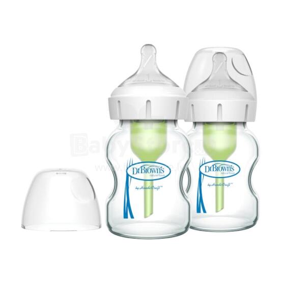 DR.BROWN'S stikliniai buteliai OPTIONS+ su plačiu kaklu, 150 ml, 2 vnt.