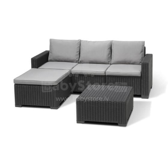 Sodo kampinė sofa ir stalas, Kalifornijos šezlongas, pilkas