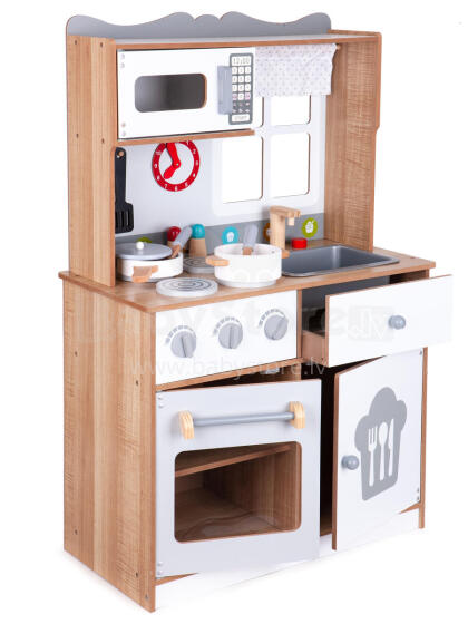 Medinė žaidimų virtuvė vaikams su papildomais priedais, ECOTOYS