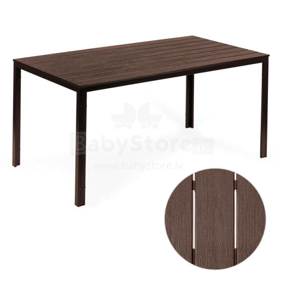 6 asmenų sodo stalas 156x78 cm Polywood lauko baldai rudos spalvos ModernHome