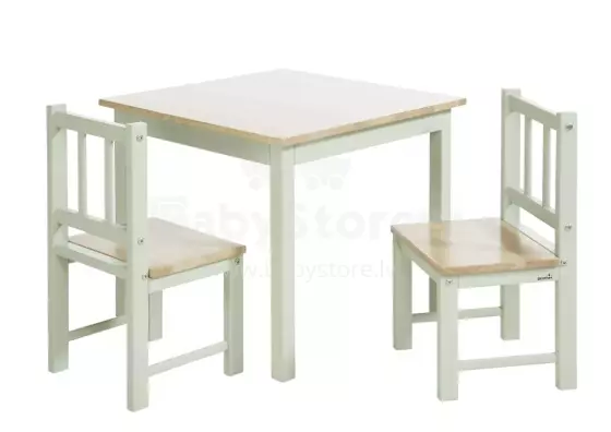 Geuther Activity Seating Set Art.2413SET_GRNA Medinių baldų komplektas: stalas ir 2 kėdės