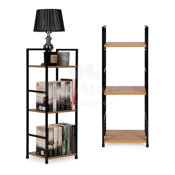 Moderni medinė lentyna, metalinis rėmas LOFT, 3 lentynos