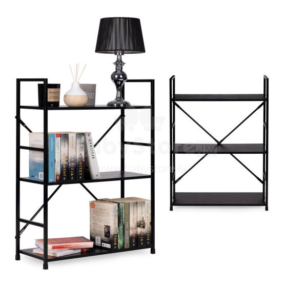 Medinė knygų spinta su metaliniu rėmu plati LOFT, 3 lentynos ModernHome