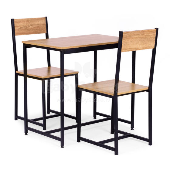 Baldų komplektas: stalas + 2 kėdės metalas MDF ModernHome