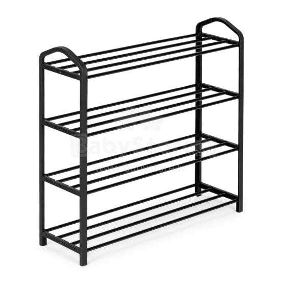 Metalinė batų lentyna, 4 lentynos, 12 porų batų, juoda ModernHome