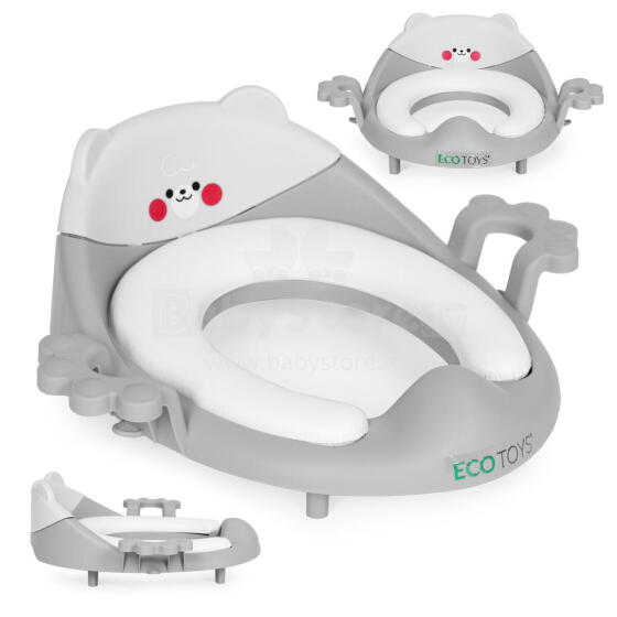 Eco Toys Art.PP104 Grey  Vaikų tualeto sėdynė su rankenomis, minkšta pagalvėlė, pilka,