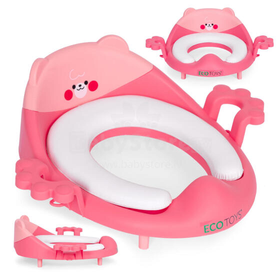 Eco Toys Art.PP104 Pink Vaikiška tualeto sėdynė su rankenomis, minkšta pagalvėlė, rožinė,