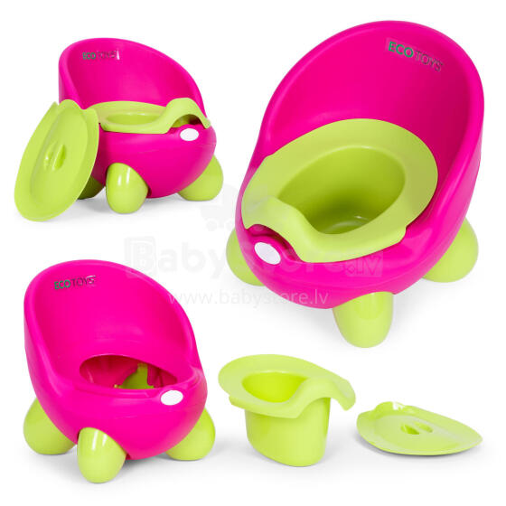 Vaikiška tualeto sėdynė, nuimamas įdėklas, neslystančios kojos, rožinė-žalia, ECOTOYS