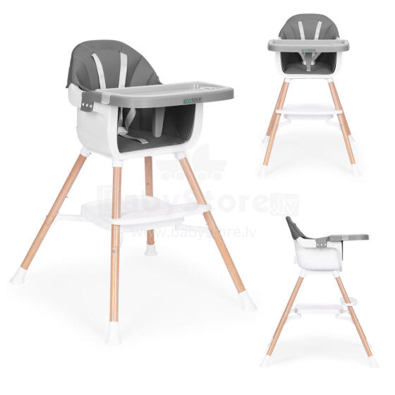 Vaikų maitinimo kėdutė 2-in-1, pilka, ECOTOYS