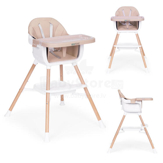 Vaikų maitinimo kėdė 2-in-1, smėlinė, ECOTOYS