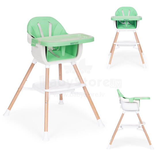 Vaikų maitinimo kėdė 2-in-1, žalia, ECOTOYS