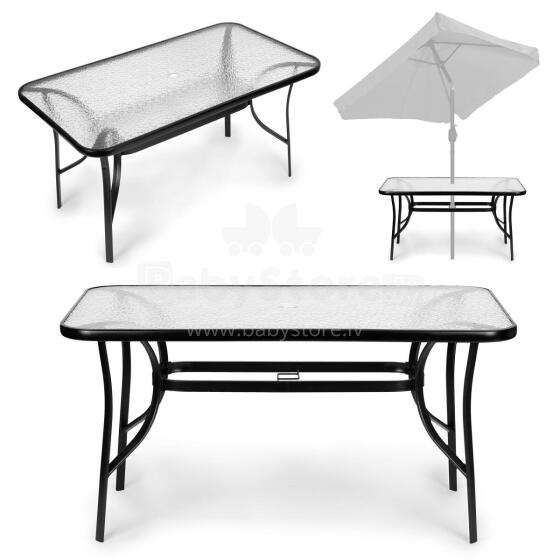 Sodo stiklo stalas 120x70 cm, terasai ir sodui, grūdintas stiklas, skėtis, MultiGarden