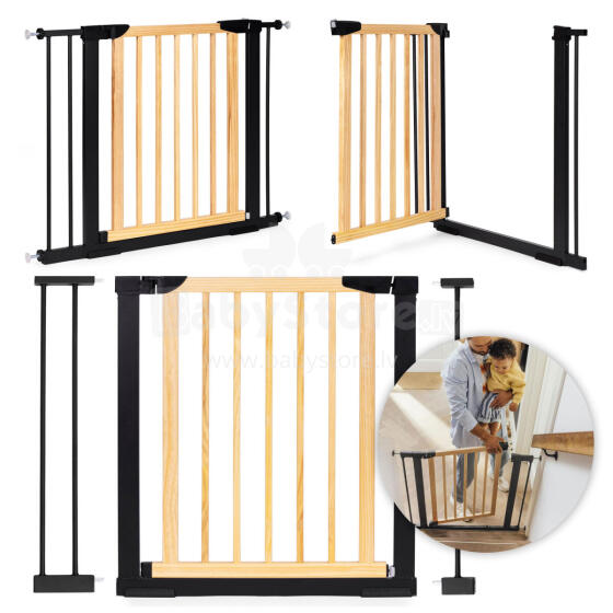 Saugumo vartai, 74-100 cm, laiptams ir durims, metalas ir medis, papildomi skydai, ECOTOYS