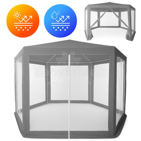Sodo prekybos paviljonas palapinė 2x2x2 m su uodų tinkleliu pilka MultiGarden