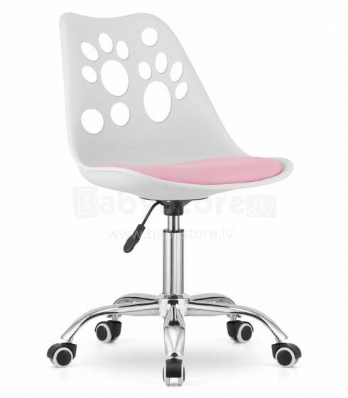 PRINT Chair White and Pink Faux Leather Swivel with Chrome Base