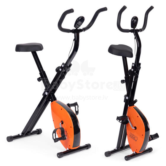 Treniruoklis stacionarus dviratis fitnesui mechaninis skaitiklis kompiuteris sklandus reguliavimas - oranžinis ModernHome
