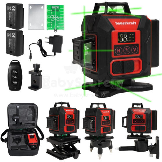 Laserinis lygis 360° 4D kryžminis žalias lazeris 16 linijų