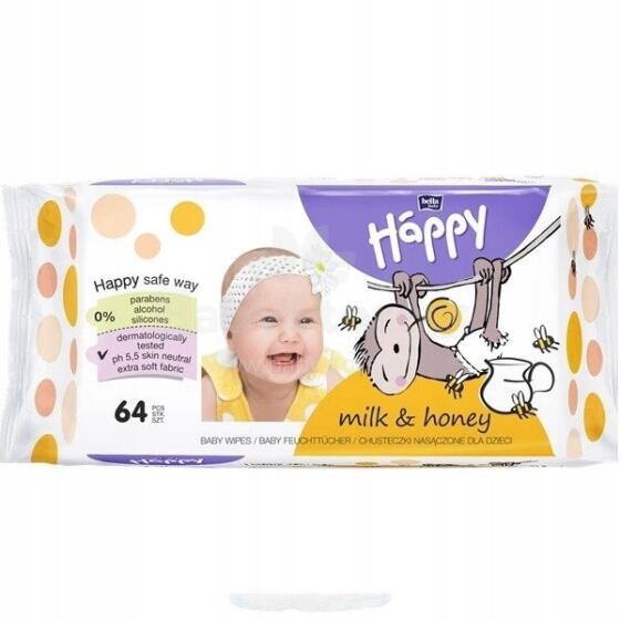 BELLA Baby Happy Wipes su pienu ir medumi 64 vnt.