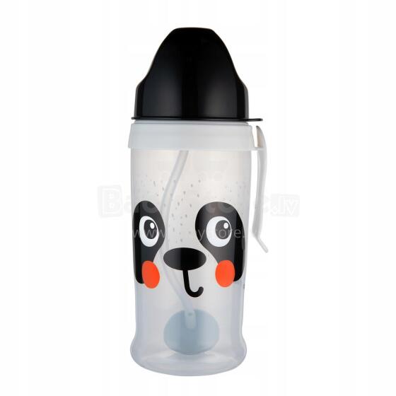 CANPOL BABIES neišsipilanti sportinė gertuvė su šiaudeliu BabiesBoo panda, 270 ml, 56/510_whi