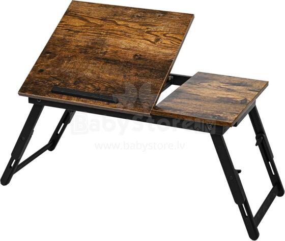 Vasmia Laptop Table Art.255639 Nešiojamojo kompiuterio stovas 34.9 x 69 x 32  cm lovos staliukas sulankstomas rustikalaus stiliaus