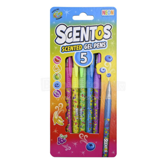 SCENTOS ST 60916 Kvepiantys geliniai rašikliai - Neon 5 vnt