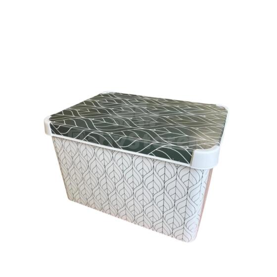Dėžutė su dangteliu Deco Stockholm L 39.5x29.5x23.5cm Žali lapai