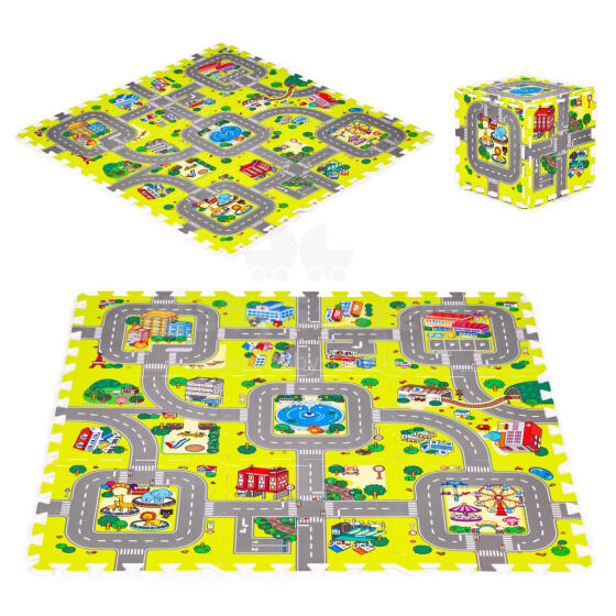 Putų kilimėlis vaikams miestas 9 elementai 90.5x90,5cm IPLAY