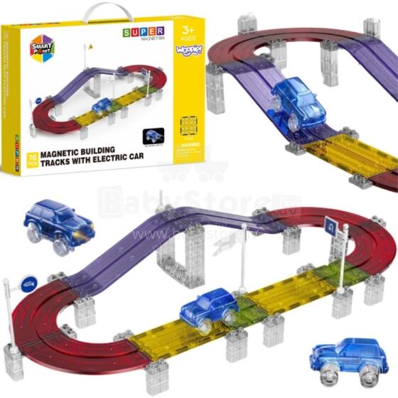 WOOPIE Magnetinė lenktynių trasa + Automobilis 76 vnt.