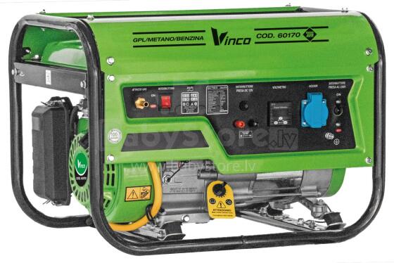 POWER GENERATOR PT2500Q-LPG VINCO 3.5 KW / 7.5 HP / 15 L 230 V / 12 V / LPG / CNG