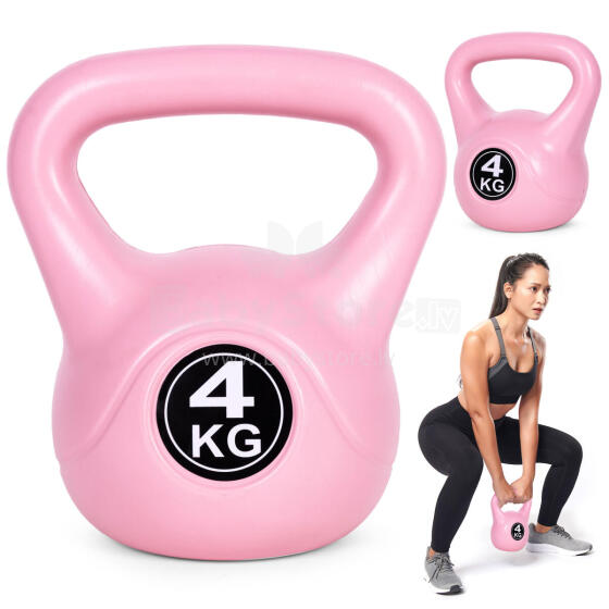Kettlebell 4 kg for exercise, dumbbell, weight ball, fitness load, pink, ModernHome