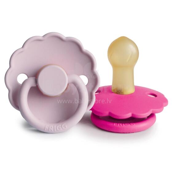 Frigg Daisy Round Latex Art.101249 Soft Lilac/Fuchsia Pacifier (nipple) made of 100% natural rubber 0-6 months (2 pcs.)