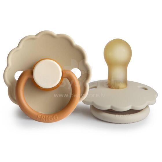 Frigg Daisy Round Latex Art.100463 Baby Desert/Cream apvalus jaukas (čiulptukas) iš 100% natūralaus kaučiuko nuo 6 iki 18 mėnesių (2 vnt.)