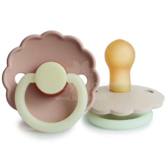 Frigg Daisy Round Latex Night Art.76222479 Blush night/Cream Pacifier (nipple) made of 100% natural rubber 6-18 months (2 pcs.)
